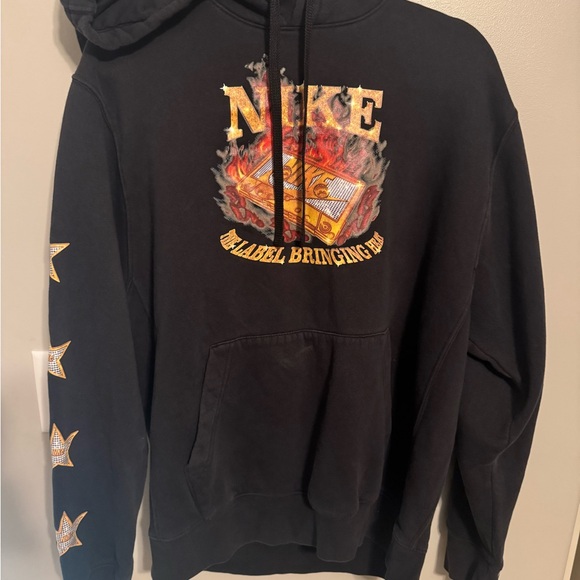Nike Black Hoodie with Fiery Graphic - Picture 1 of 4